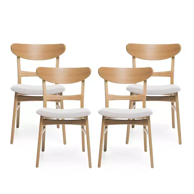 Christopher Knight Home Isador Mid Century Modern Upholstered Rubberwood Dining Chairs (Set of 4)