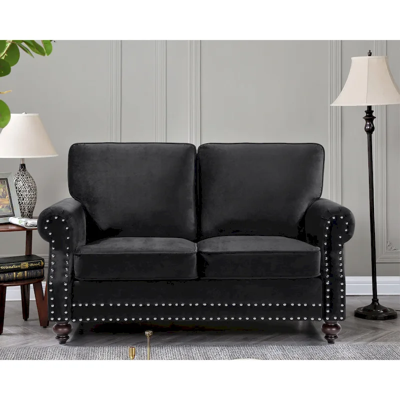 Suffield Velvet Nailhead Loveseat