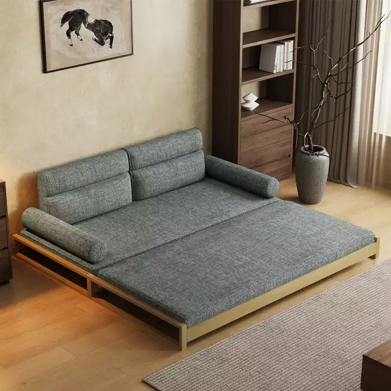 82.67 Inch Modern Convertible Sofa Bed with Solid Wood Frame and Removable Covers