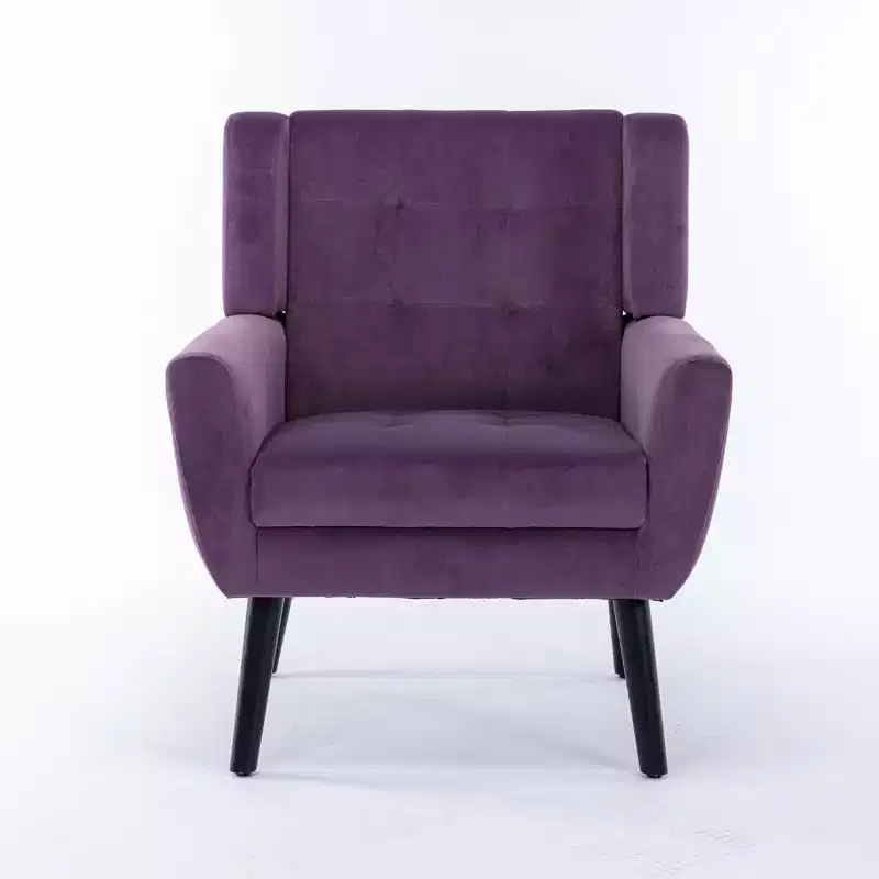 Modern Upholstered Accent Chair with Black Legs for Bedroom and Living Room