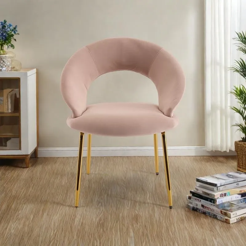 Velvet Dining Accent Chairs with Curved Backrest and Gold Metal Legs - 250lb Capacity