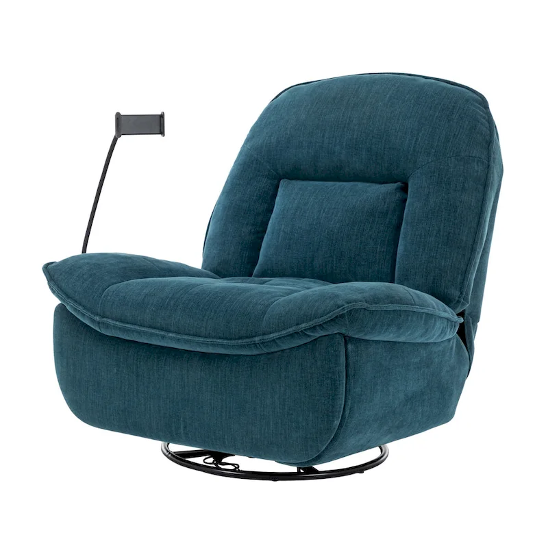 Clihome Adjustable Swivel Chenille Recliner with Phone Holder