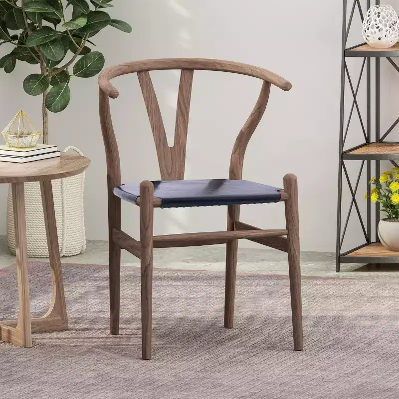 Christopher Knight Home Gessford Rustic Faux Leather and Ash Wood Dining Chair