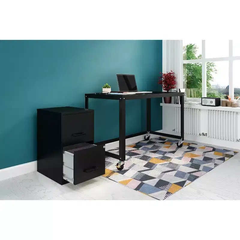 2-Drawer Metal Vertical File Cabinet – Letter Width, Black