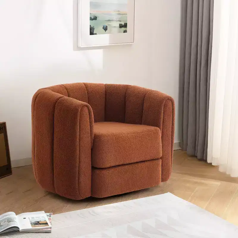 Whisen Swivel Accent Chair for Living Room, Comfy Sofa Chairs with Wood Base Side, Luxurious Upholstered Swivel Accent Chair