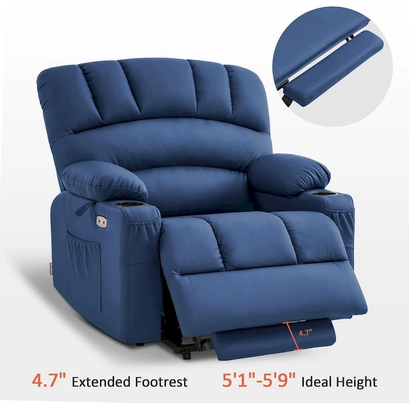 MCombo Power Lift Recliner Chair Sofa with Massage and Heat, Faux Leather R7096 (Medium-Wide)
