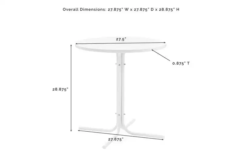 HomeStock Griffith Outdoor Metal Bistro Table White Satin