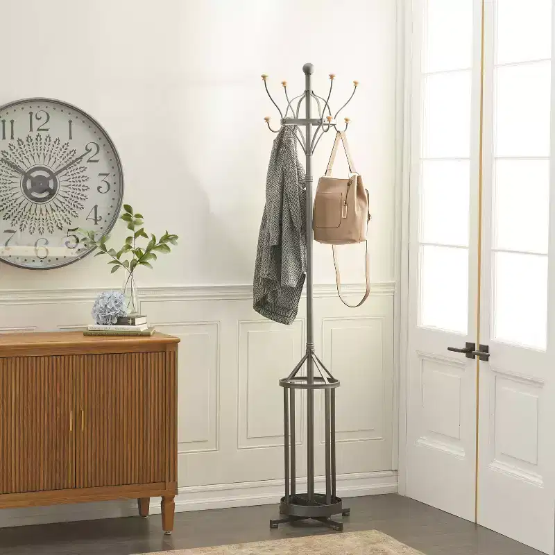Industrial Iron Coat Rack Black - Olivia & May: Entryway, Lobby Storage, No Assembly Required