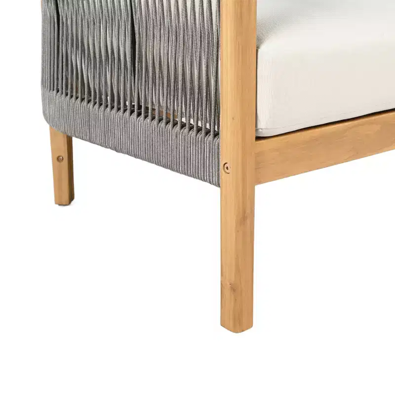 Christopher Knight Home Celeste Patio Rope Weaving Acacia Wood Upholstered Club Chair (Set of 2)