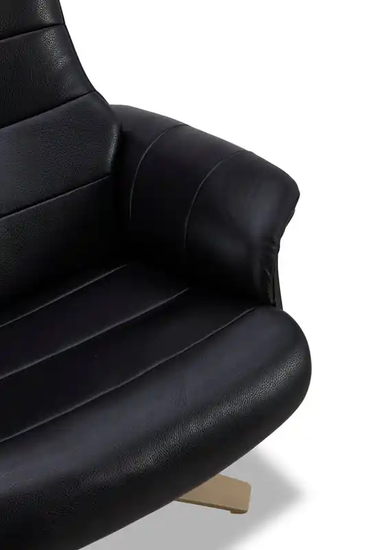 Top-Grain Genuine Leather Swivel Reclining Chair with Footrest