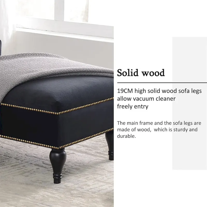 Merax 58 Velvet Button Tufted Right Arm Facing Chaise Lounge
