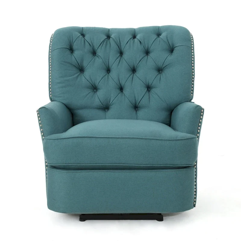 Roomfitters Electric Recliner with Copper Accents and Soft Upholstery, Comfortable Lounge Chair for Living Room, Teal