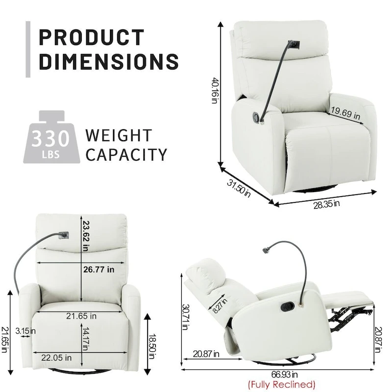 Modern Small Rocking Swivel Recliner Chair