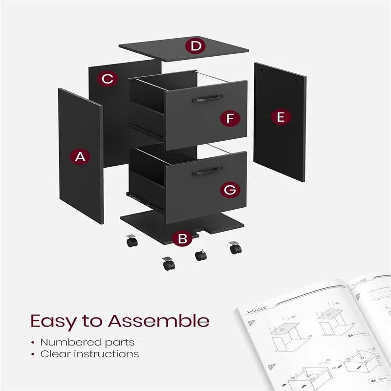 2-Drawer File Cabinet - 15.7D x 16.5W x 27.6H