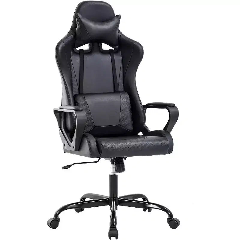 High-Back Gaming & Office Chair with Lumbar Support - PU Leather, Swivel