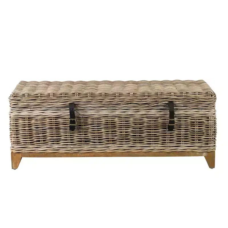 Hand Woven Rattan Coffee Table Trunk with Storage - Brown