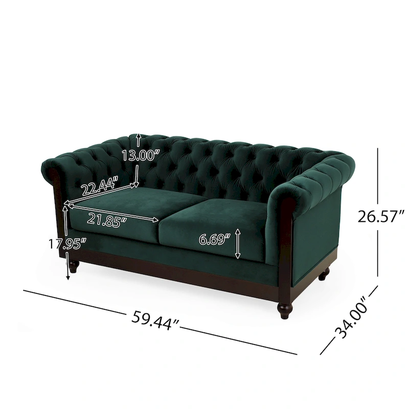 Eviva Chesterfield Velvet Loveseat Sofa by Christopher Knight Home