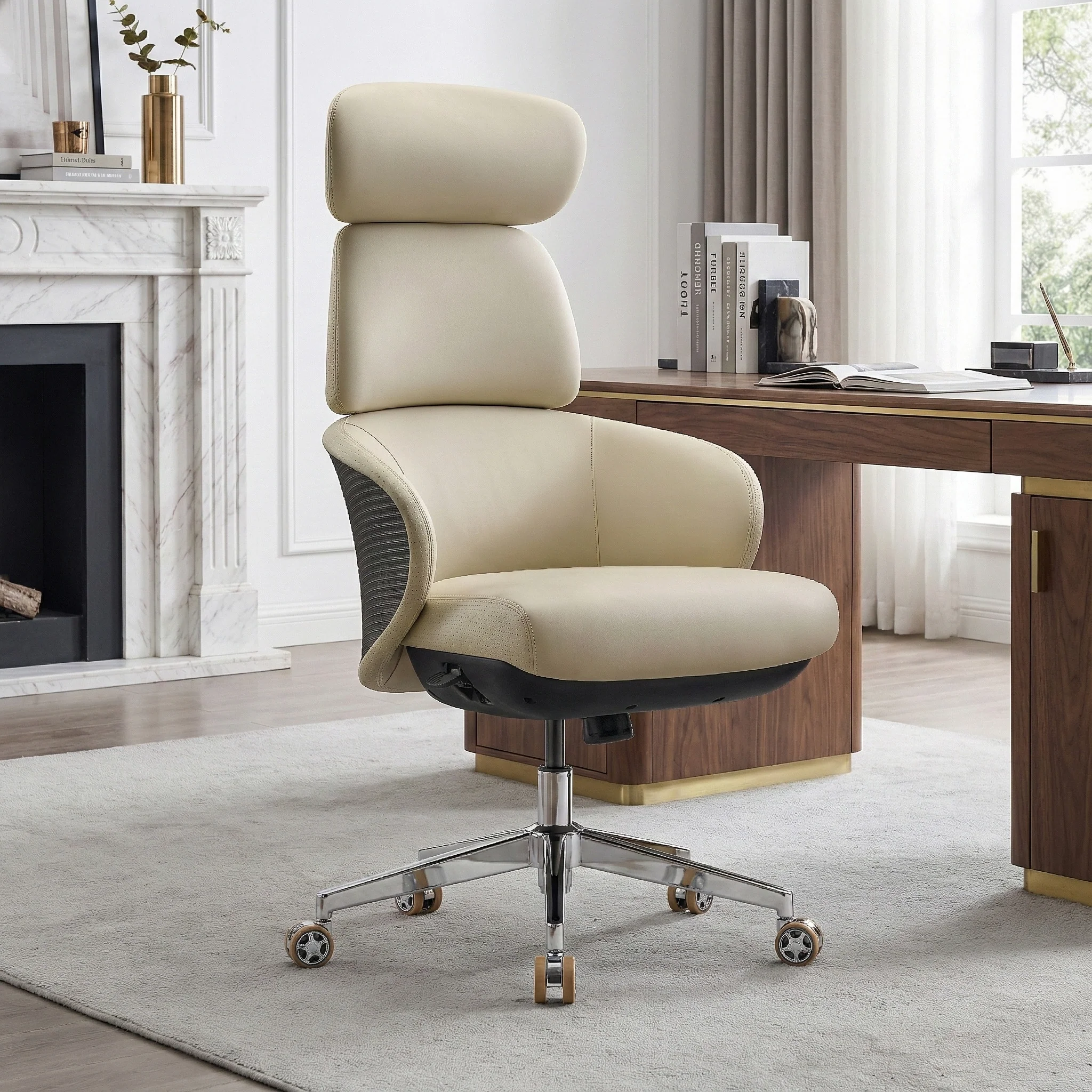 Microfiber Leather Executive Office Chair - Modern Lines Home Office