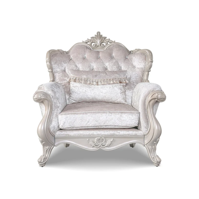 Furniture of America Clarissa Traditional Sofa Set with Button Tufted Back and Accent Pillow