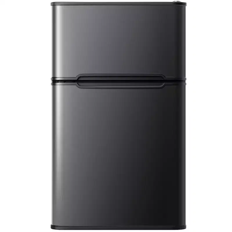 Simzlife 3.2 cu. ft. Mini Refrigerator with Freezer, Compact Dorm Fridge, Adjustable Removable Shelves, 2 Shelves, ETL Certified, Stainless Steel