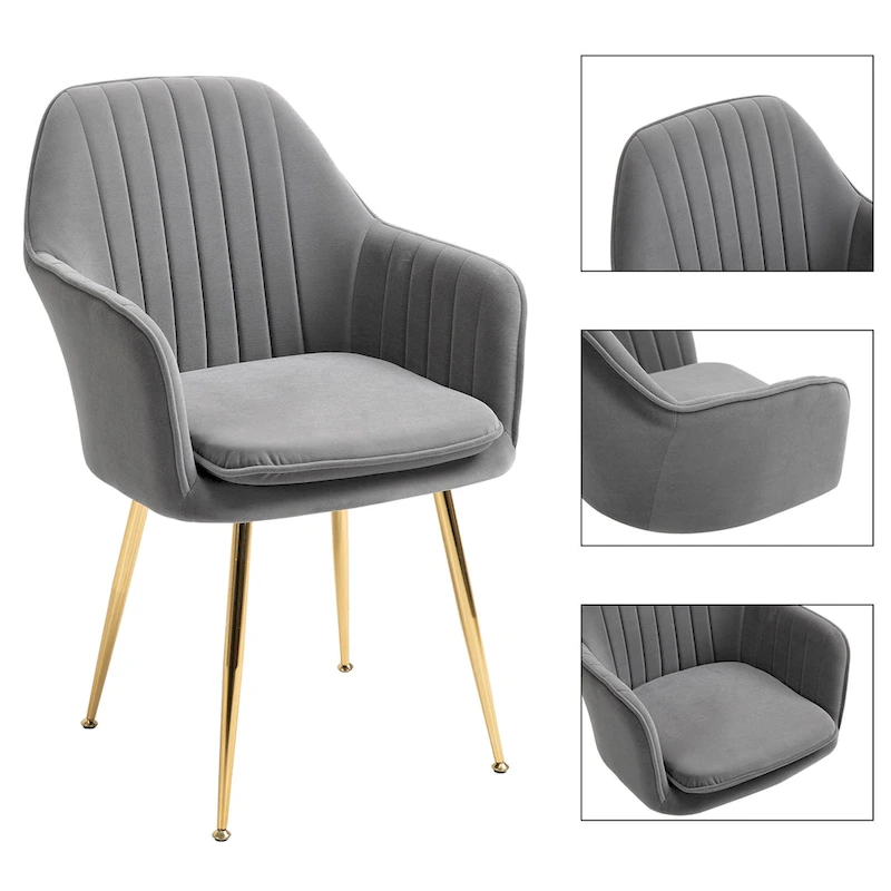 AVAWING Upholstered Velvet Dining Chairs Accent Arm Chairs Set of 4