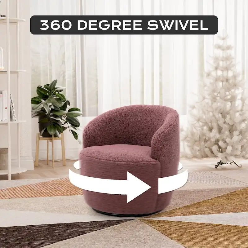 Ouyessir Modern Teddy Upholstered Swivel Barrel Chair(Set of 2)