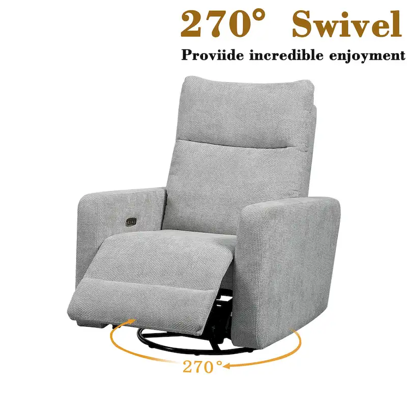Olmas 33.5W Power Swivel Glider Recliner with USB Charger Set Of 2