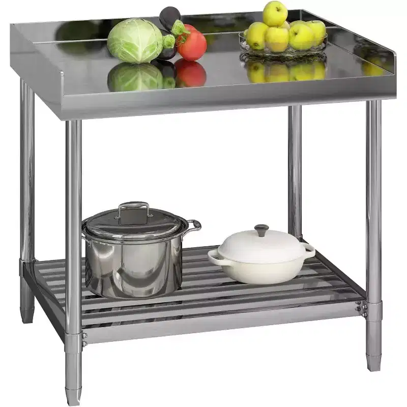 36 NSF Stainless Steel Prep Table with Backsplash Adjustable Commercial Workstation for Restaurants & Home Kitchens