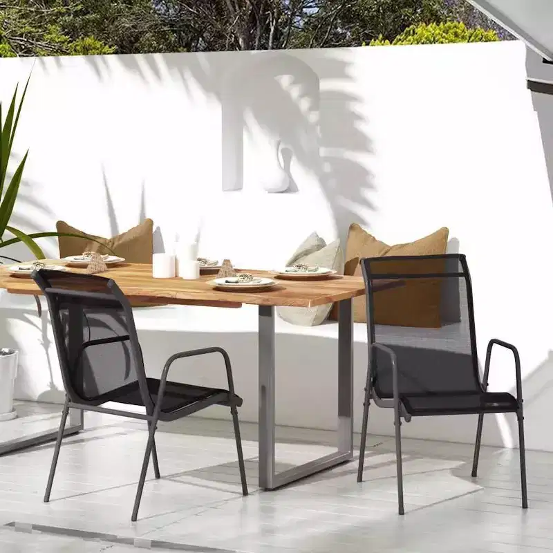 vidaXL Garden Chair Set of 2 and Steel and Textilene