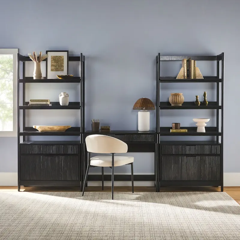 Middlebrook 3-Piece Set Writing Desk with 2 Wide Bookcases
