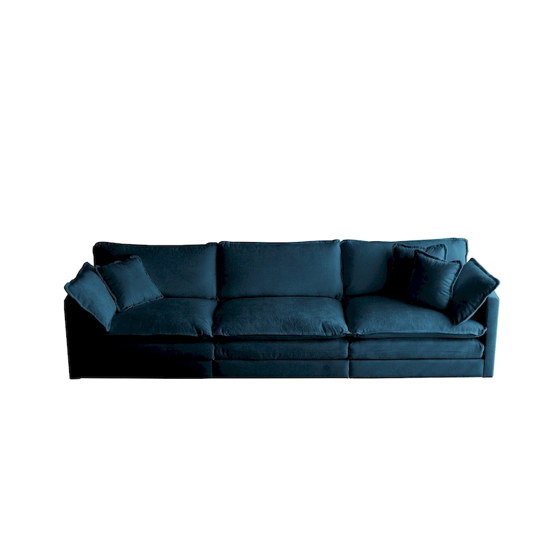 Sofa Set of 3, 1+1+3 Seats Living Room Sofa Set, Accent Chair, Loveseat, and Three-Seat Sofa Modern Style Round Arms 3 Piece Sof
