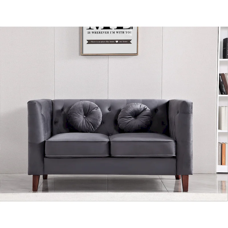 US PRIDE FURNITURE Velvet Classic Chesterfield 2 pieces Living Room Sets, Sofa and Lovesat