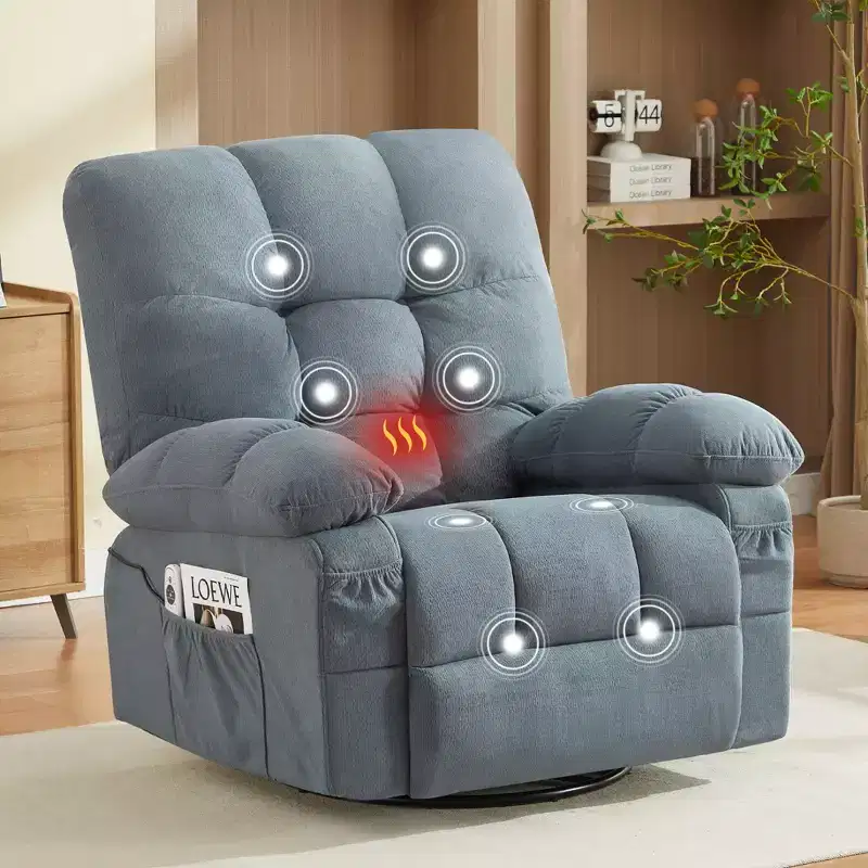 Recliner Chair with Vibration Massage and Lumbar Heating for Adults, 350 LBS Oversized Rocker Recliner Single Sofa