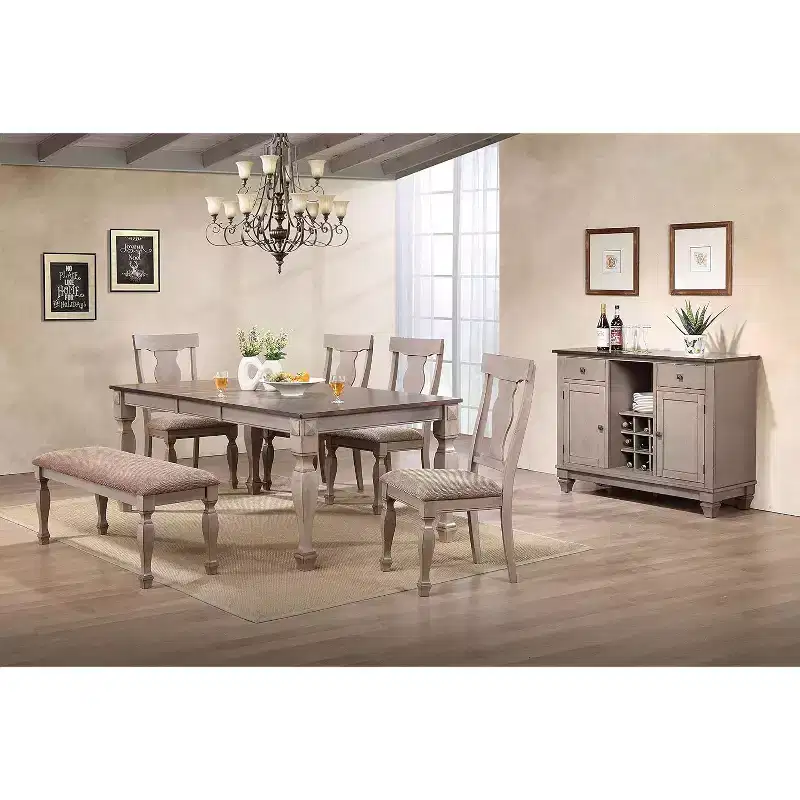 Kings Brand Almon 2-Tone Brown Wood Wine Rack Sideboard Buffet Server Storage Cabinet With Drawers, Shelf and Doors