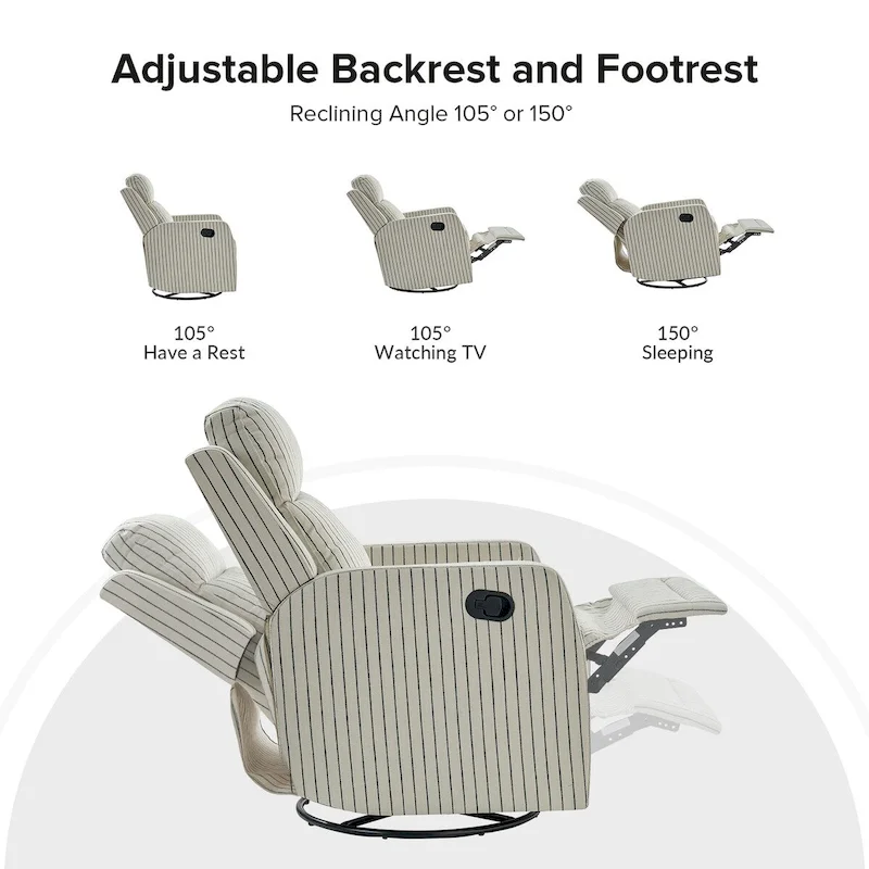 Diana Modern Polyester 360-degree Swivel Rocker Recliner Set of 2 by HULALA HOME