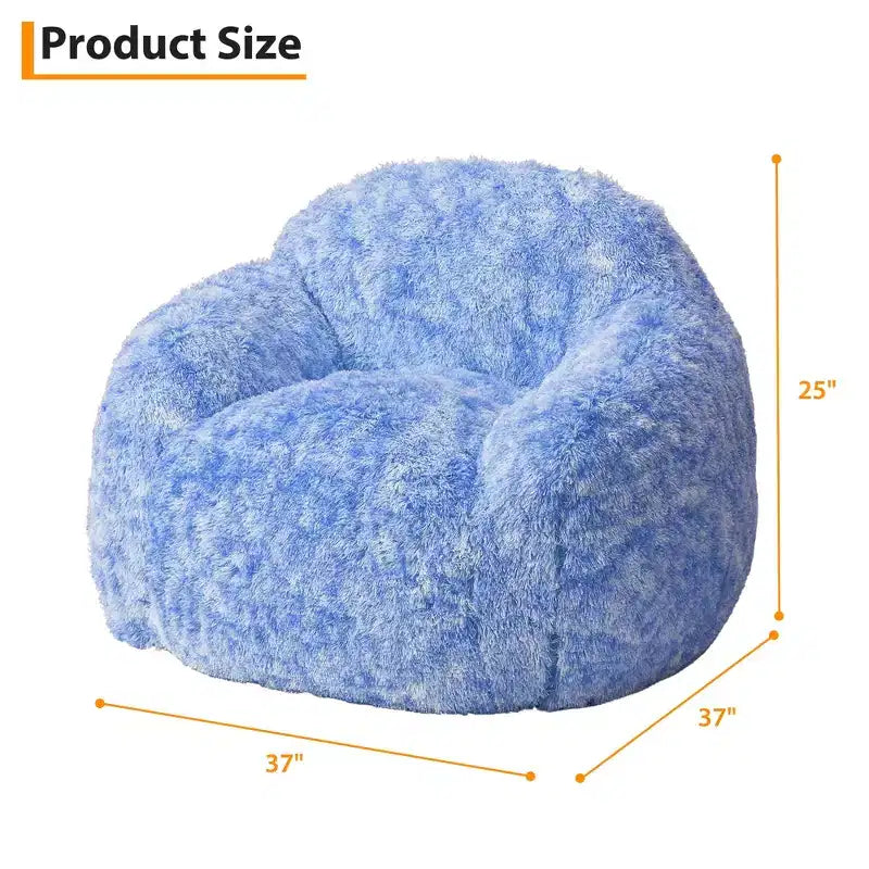 Adult Faux Fur Bean Bag Chair with Armrests - High-Density Foam Floor Sofa