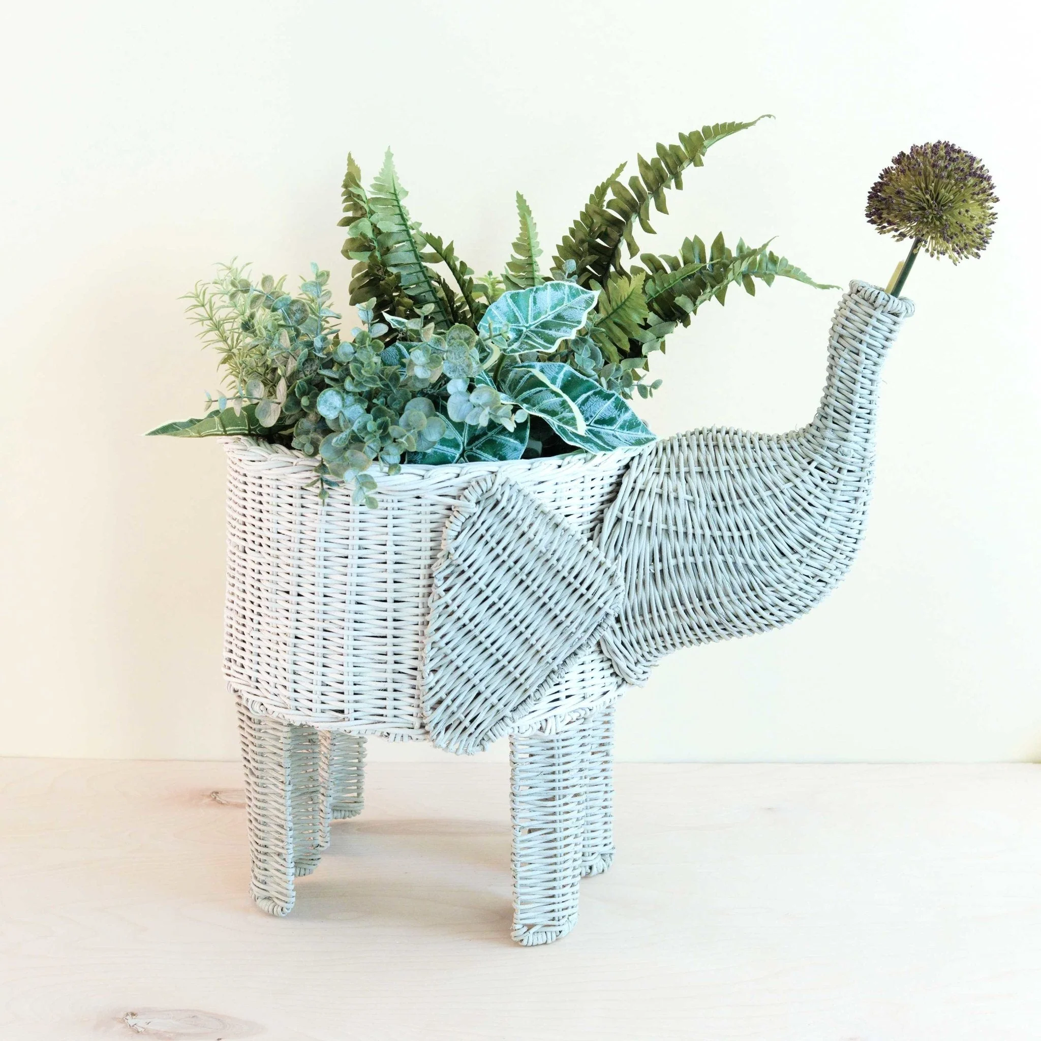 Two-tone Rattan Elephant Basket - Wicker Organizer