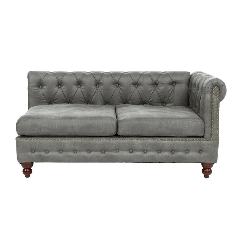 Reversible One Arm Loveseat Dark Coffee Breathable Leatherette Tufted 1Pc Couch Living Room Furniture