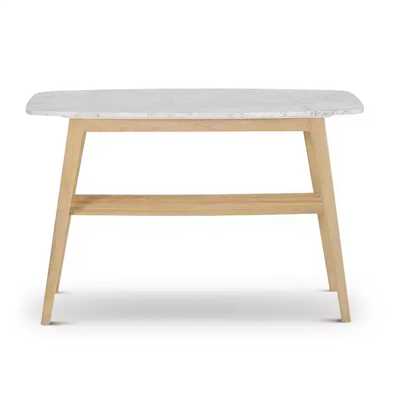 The Bianco Collection Castello 43 Rectangular Italian Carrara White Marble Console Table