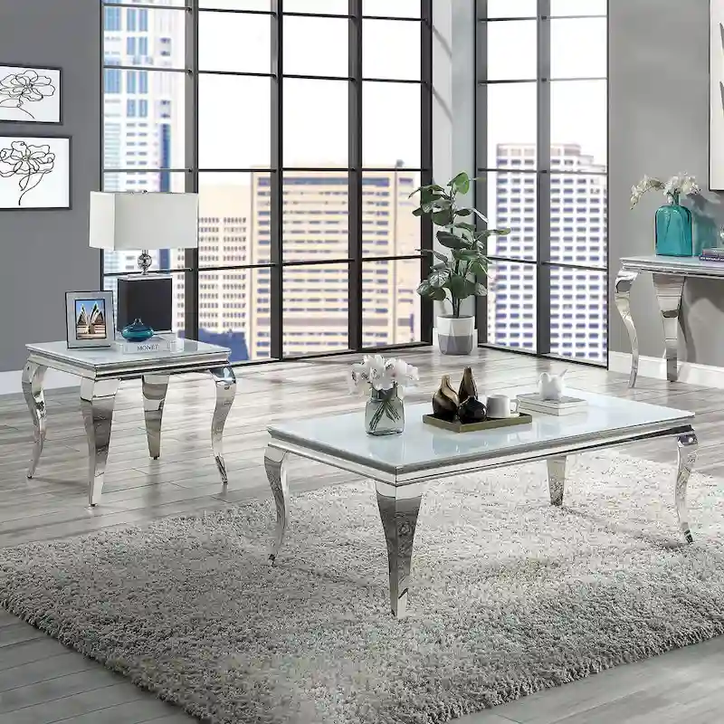 Modern Glass Two-Piece Coffee Table Set