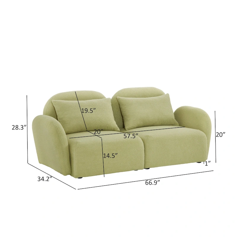 Living Room Furniture Lazy Sofa Loveseat Teddy Fabric White