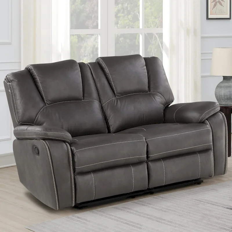 Faux Leather Manual Reclining Loveseat