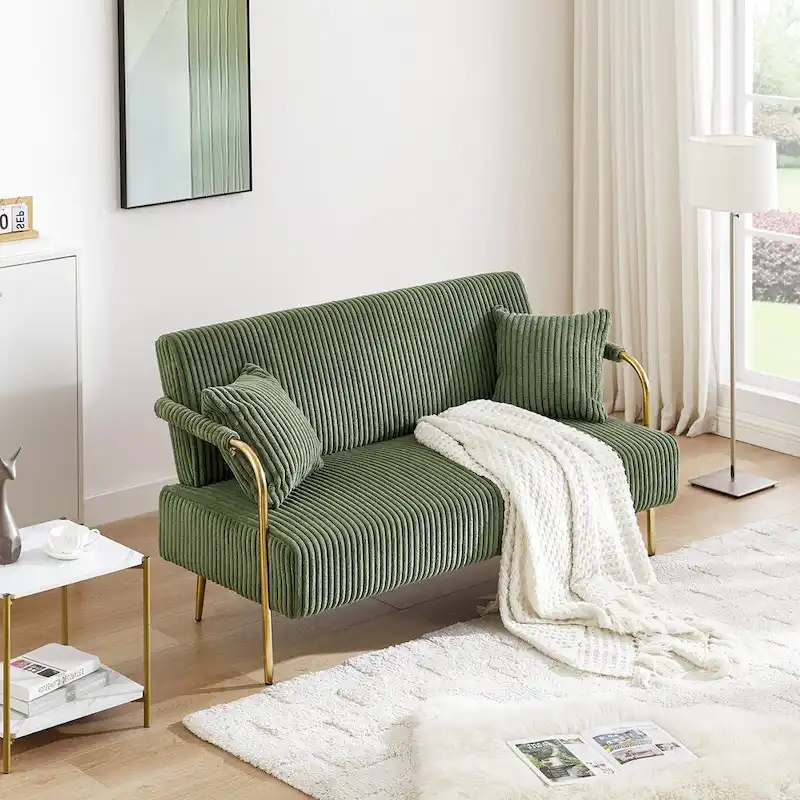 Ouyessir Upholstered Loveseat, Tufted Back Couch, Accent Armchair with 2 Pillows
