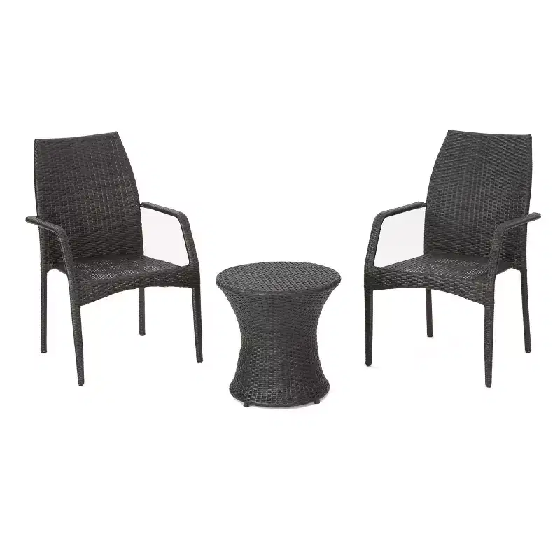 Crawford 3pc Wicker Chat Set - Multibrown - Christopher Knight Home: Weather-Resistant, No Assembly Required