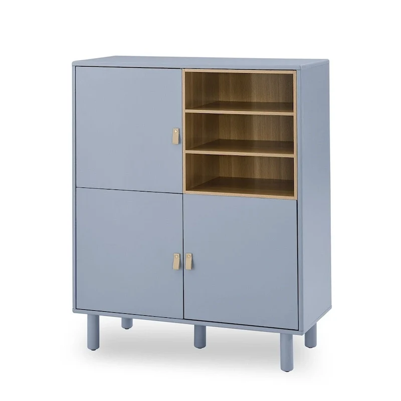 Modern Wood Sideboard Cabinet with Round Legs and Shelf