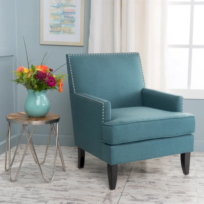 Tilla Studded Fabric Club Chair by Christopher Knight Home