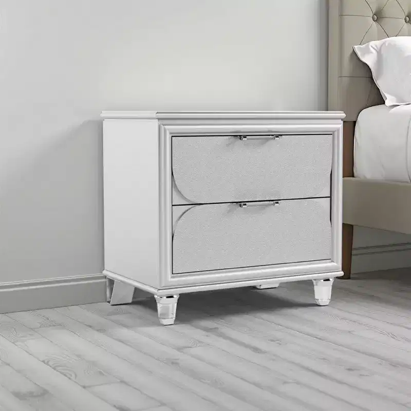 Royal Hampton Nightstand, 2 Drawers w Acrylic Handles, 24 Inch