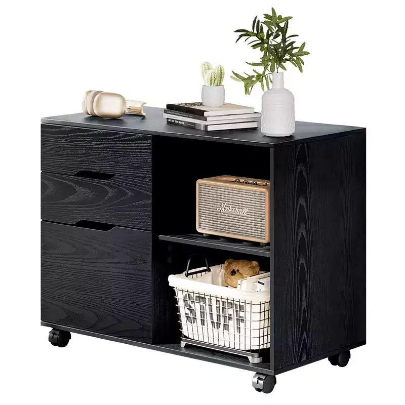 JIONJOY 31.3 Wide Lockable 3-Drawer Mobile File Cabinet - A4 Document Storage, Under Desk Rolling Cabinet with Cable Management for Home Office