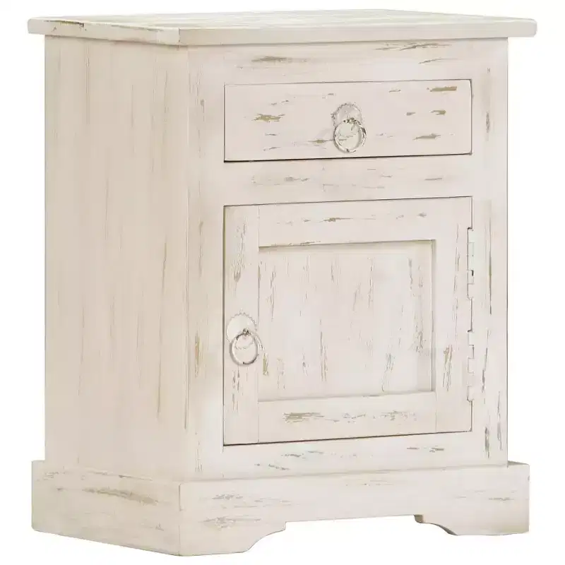 Bedside Cabinet White Solid Mango Wood 15.7