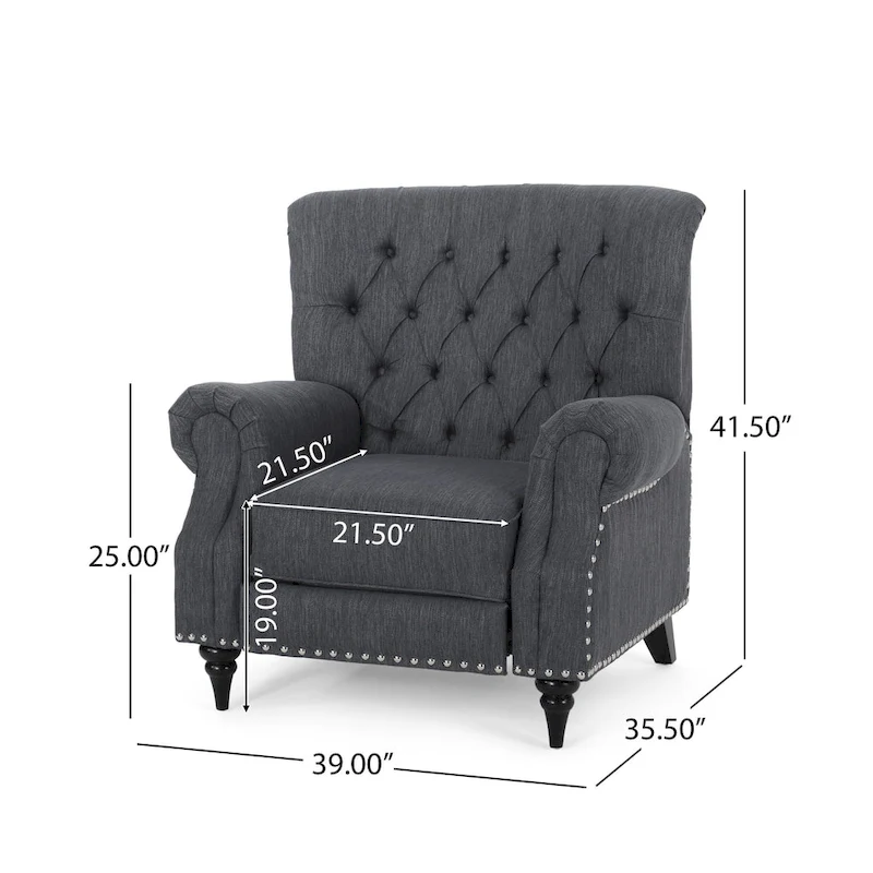 Sunapee Fabric and Rubberwood Recliner with Nailhead Trim by Christopher Knight Home